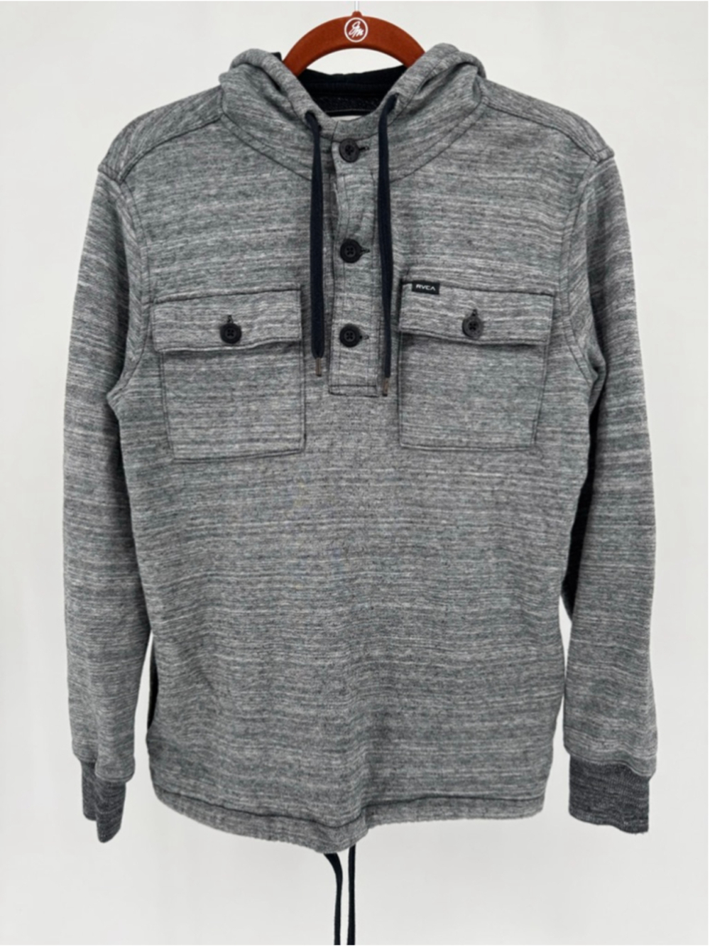 RVCA Men's Gray Black Hoodie Sweatshirt S